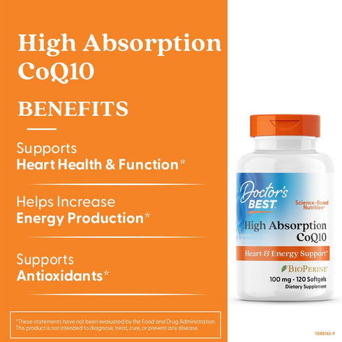 High Absorption CoQ10 with BioPerine 100mg 60 Capsules-Doctor's Best-Matakana Pharmacy